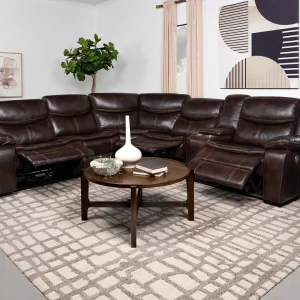 Sycamore Brown Leather Reclining Sectional Sofa